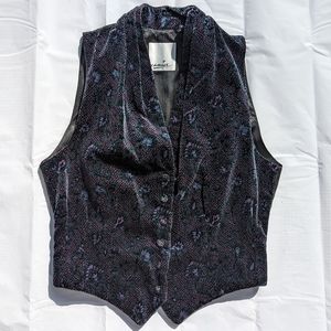 Vintage Black and Purple Floral Vest